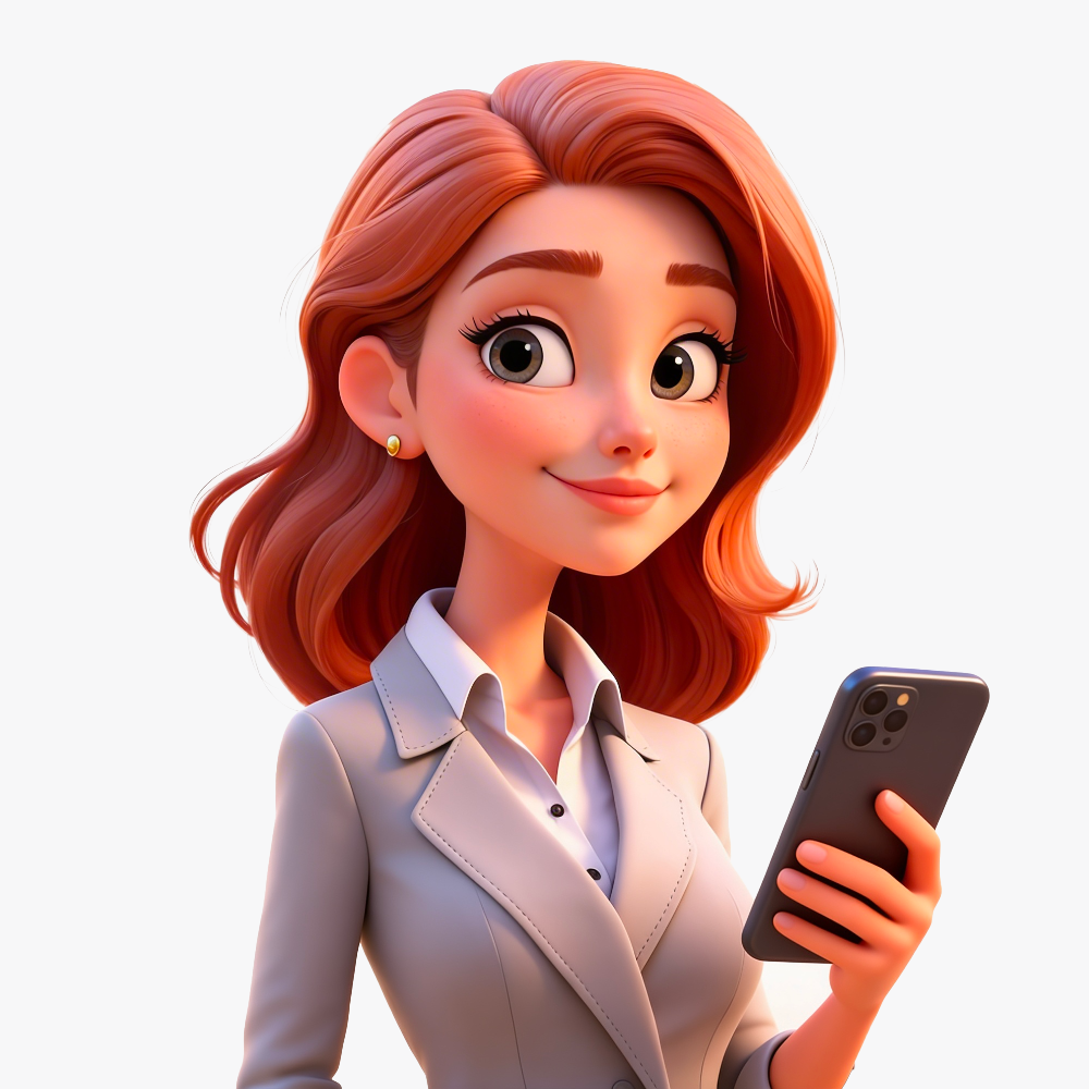 Mascotte femme Adrevia — automatisation des réseaux sociaux